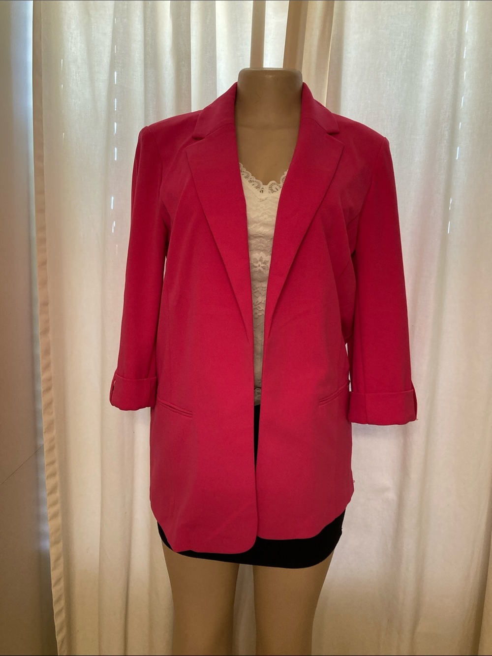 Anne Klein Hot Pink Open-Front Blazer - Picture 1 of 7